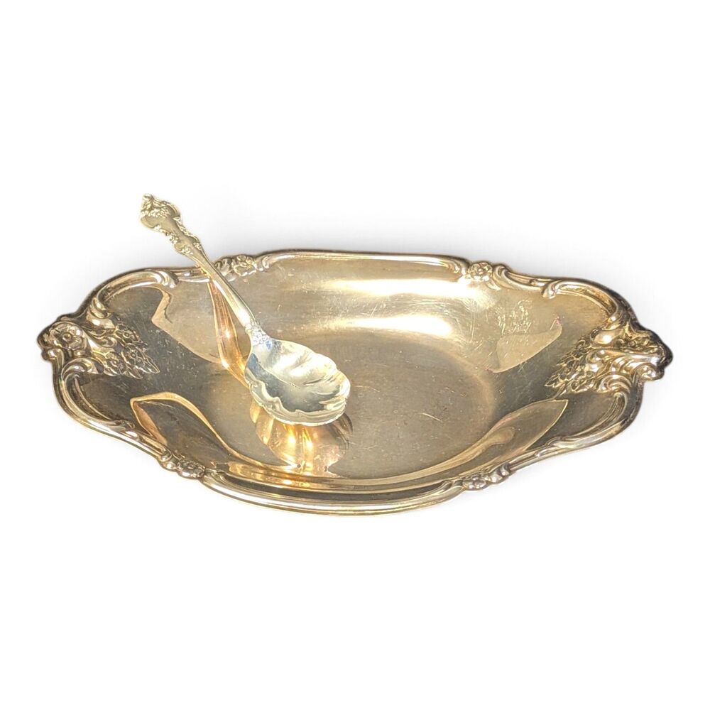 International Silver Company Silver-Plate Candy Dish & Silver Plate Spoon